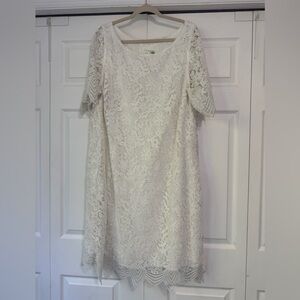 Anthropologie White Lace Shift Dress